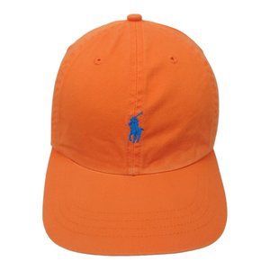 Polo Ralph Lauren Cotton Chino Leather Buckle Strap Orange Cap Trucker Baseball